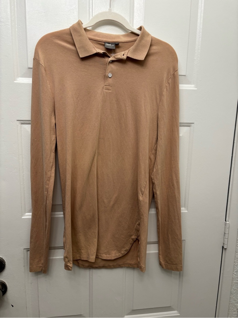 ASOS Men's Long-Sleeve Polo Shirt - Camel Brown